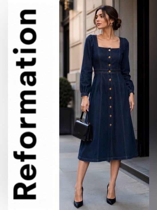 Reformation Dresses & Skirts - Reformation Celeste Denim Midi Dress size 2- NWT $248